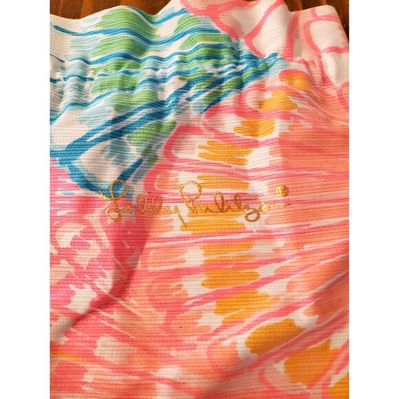 Lilly Pulitzer Fabric Drawstring Jewelry Pouch 5" X 7" Multicolor With Gold Logo - Picture 2 of 7